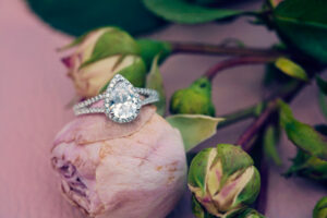 pear shaped halo engagement ring