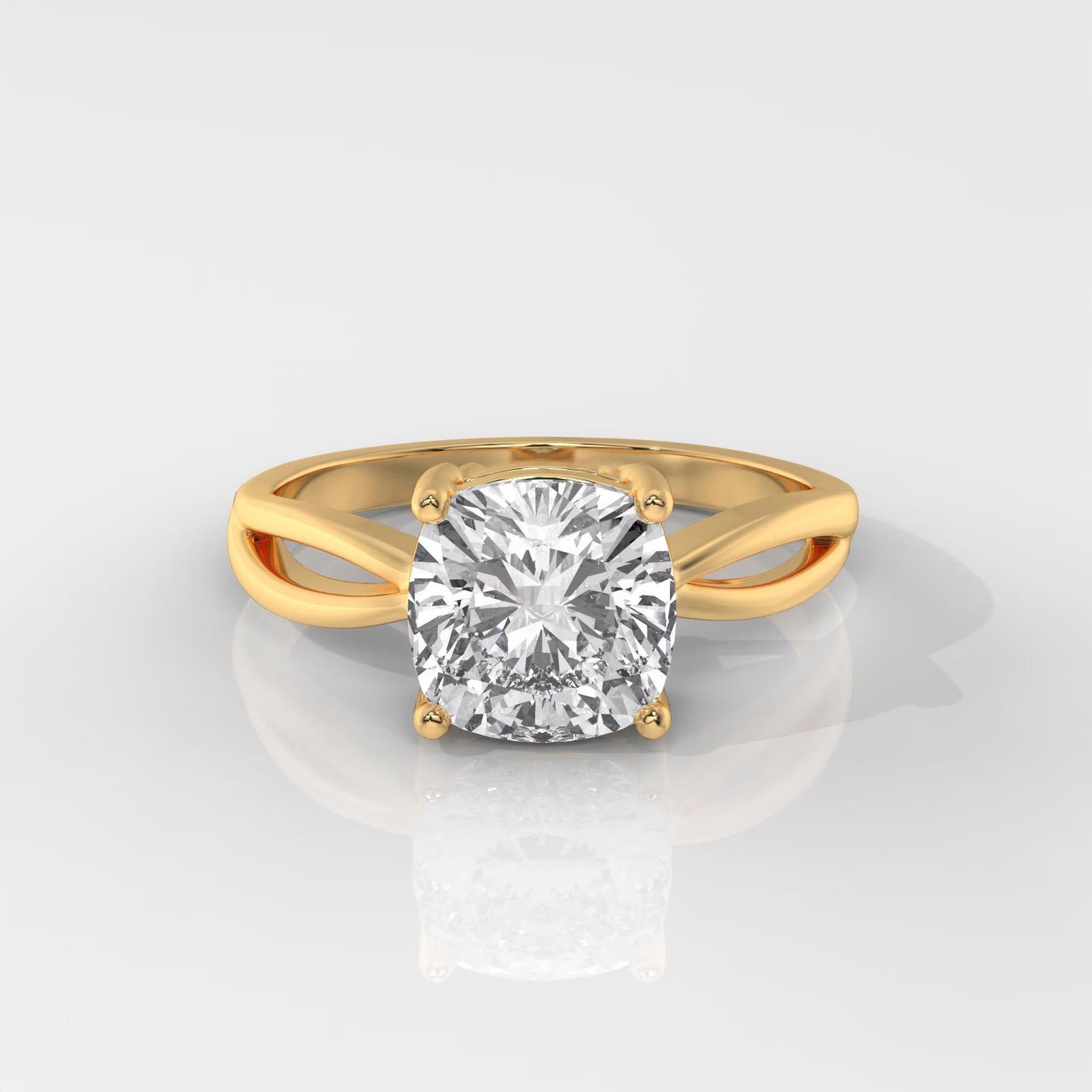 Square Cushion Cut Engagement Ring with Split Shank