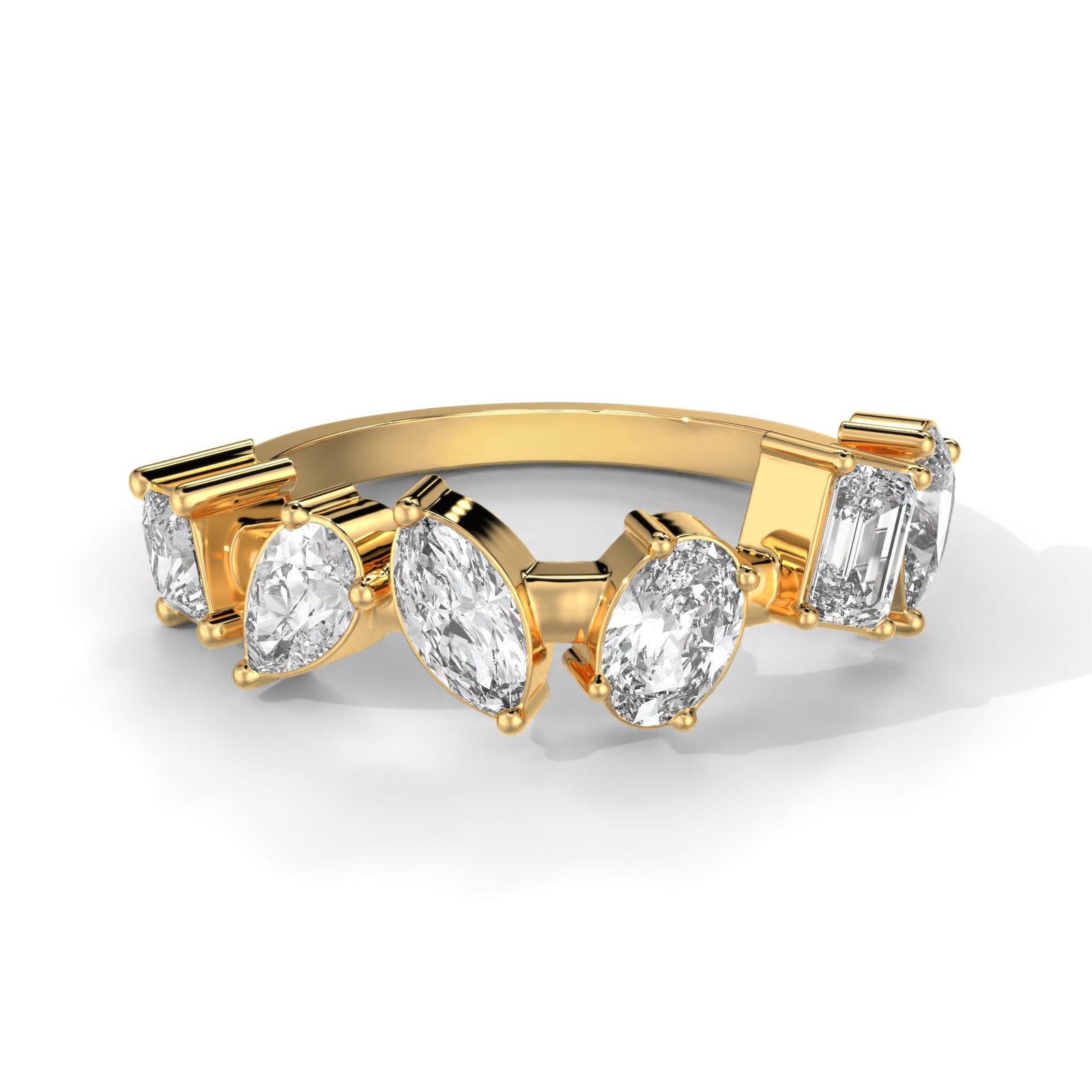Multi-Shape Gold Eternity Band with Mixed-Cut Diamond