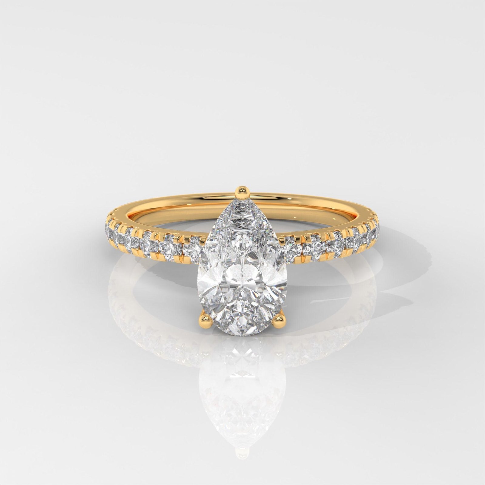 Pear Cut Hidden Halo Engagement Ring