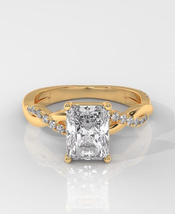 Radiant Cut Diamond Ring With Twisted Band