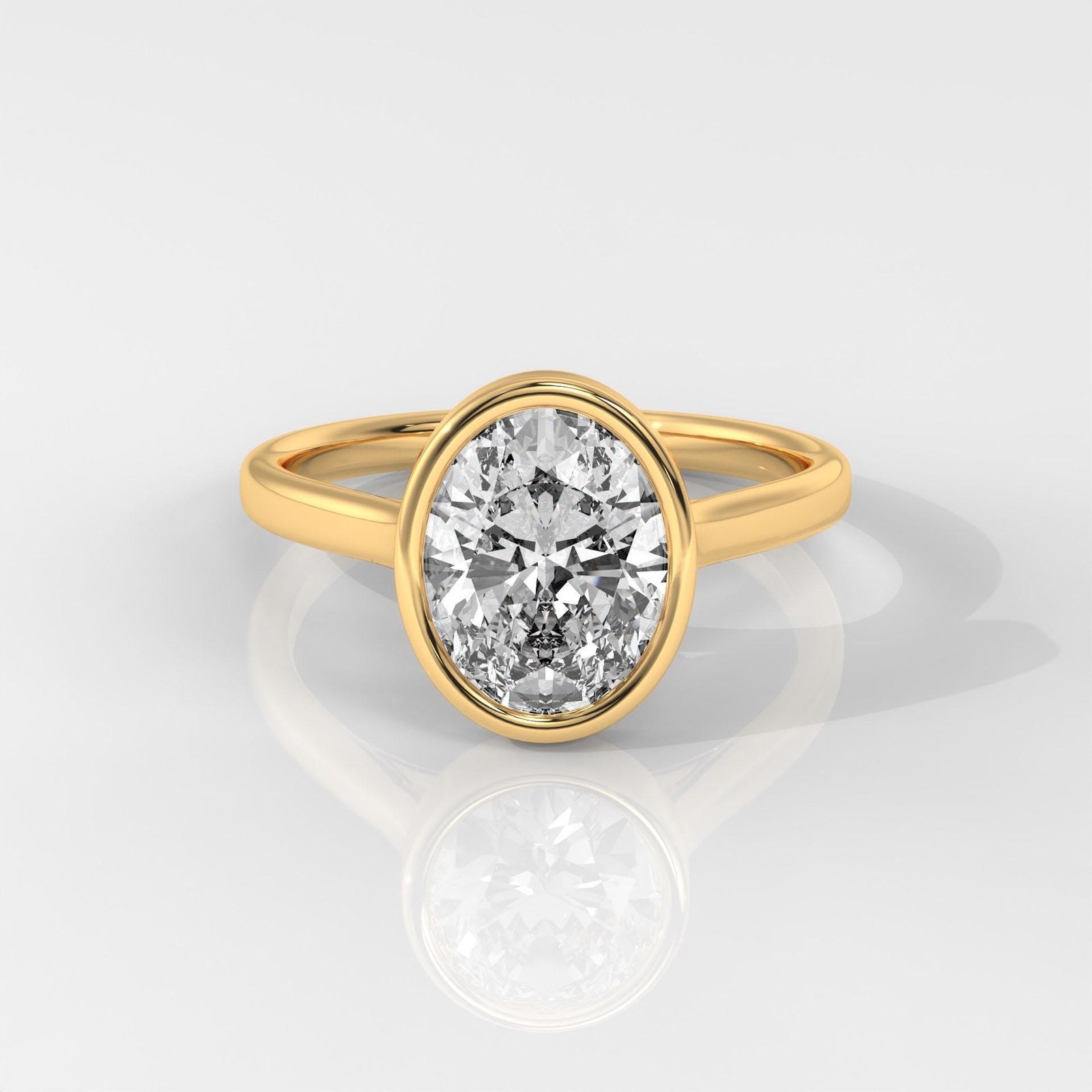 Oval Cut Bezel Set Diamond Engagement Ring