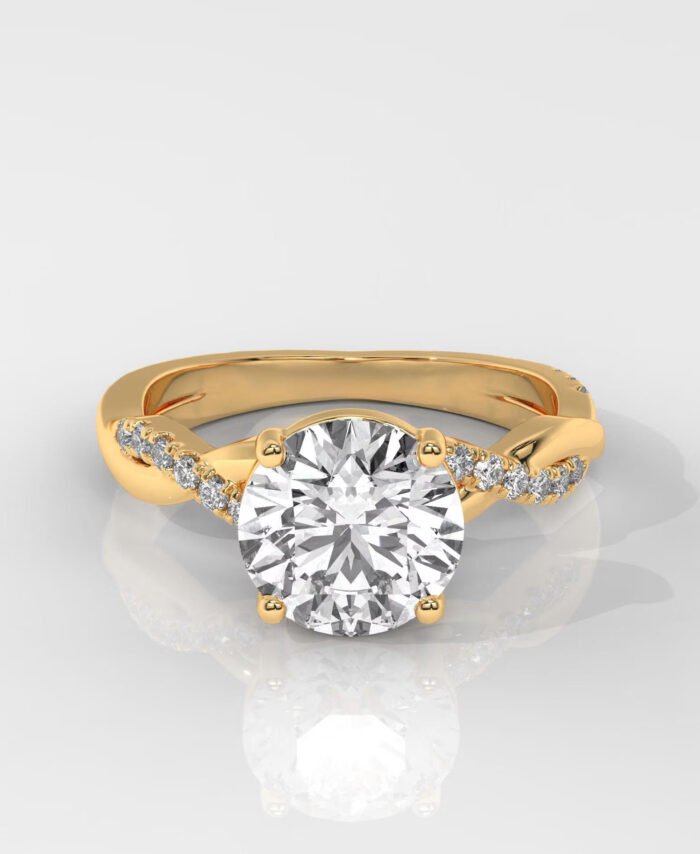 Round Brilliant Cut Engagement Ring with Twisted Band