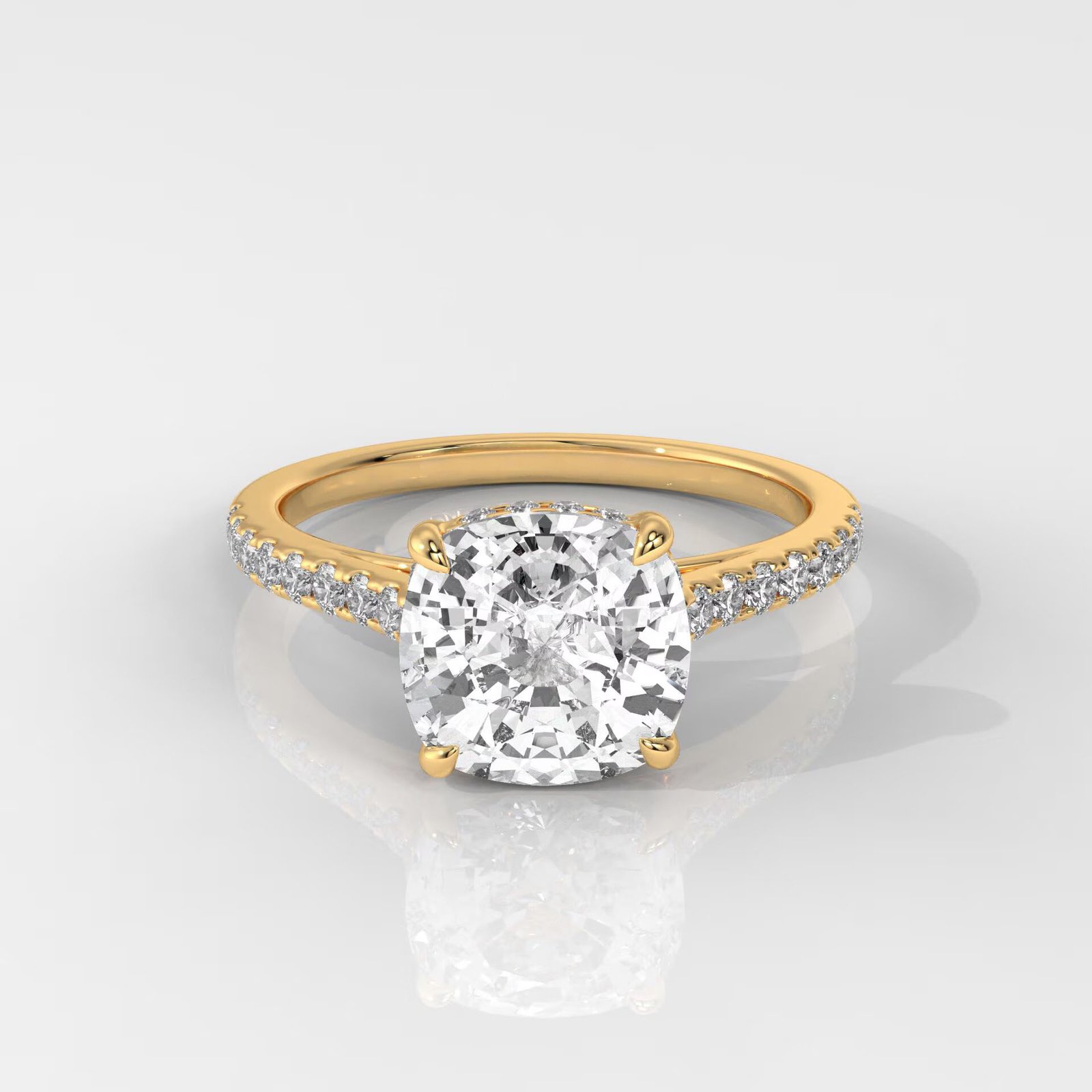Cushion-Cut Diamond Engagement Ring with Side Stones