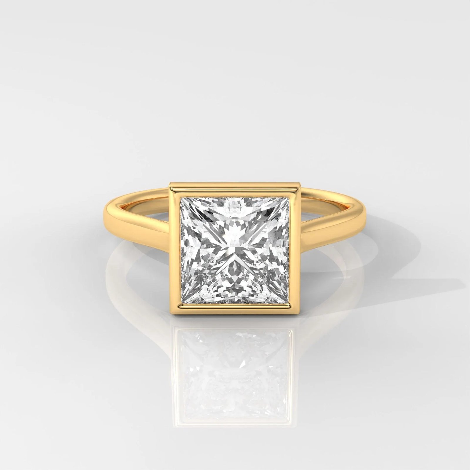 Princess Cut Bezel Engagement Ring