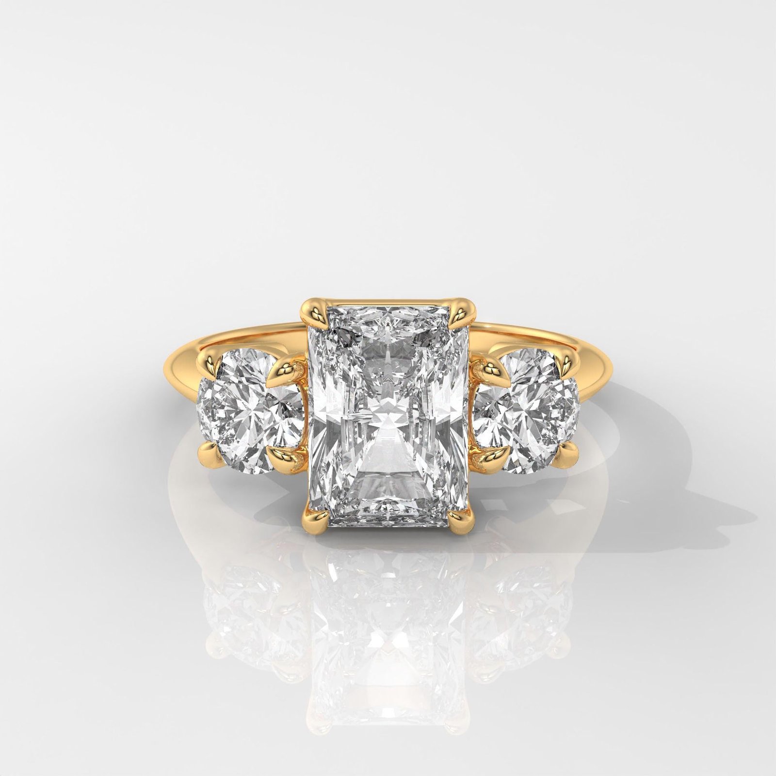 Three Stone Radiant Cut Engagement Ring