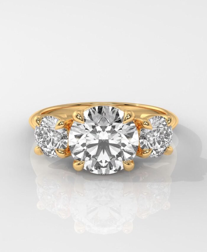 Round Brlliant Cut Three Stone Engagement Ring