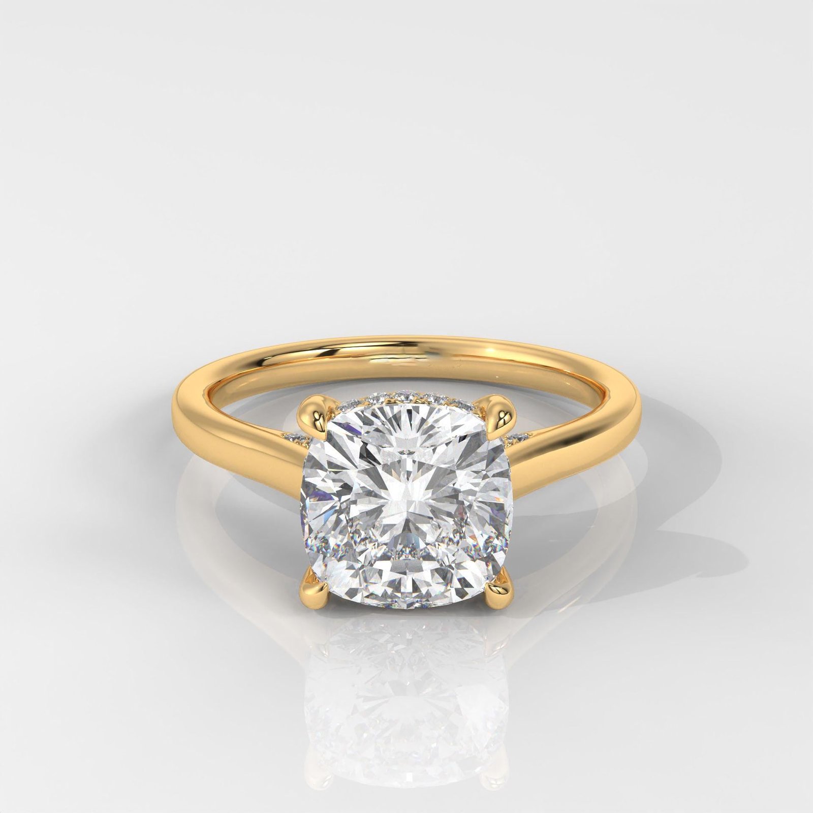Square Cushion Hiddden Halo Engagement Ring