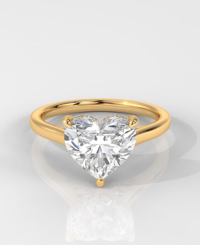 Heart Cut Hidden Halo Enagement Ring