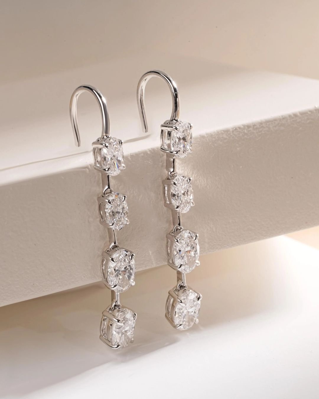 Oval Cut Lab Grown Diamond Dangle Earrings
