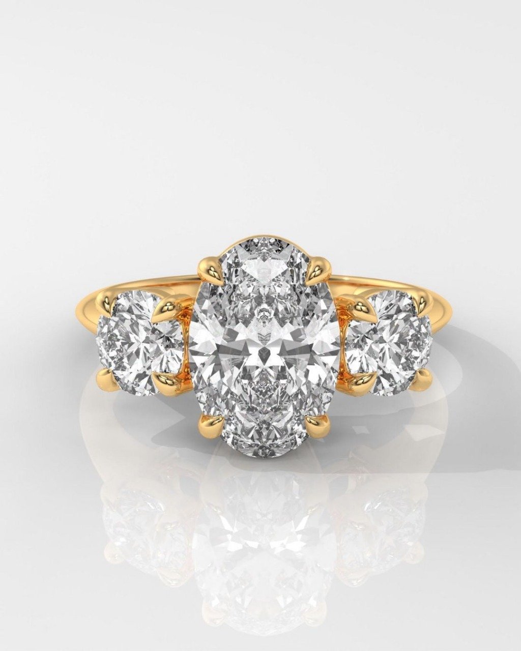 Oval Three Stone Engagement Ring