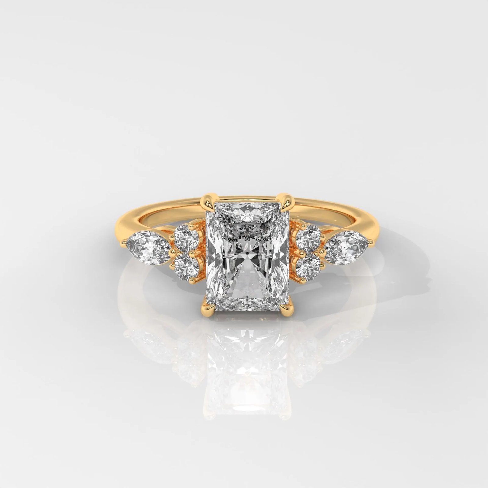 Radiant Cut Engagement Ring With Side Stones