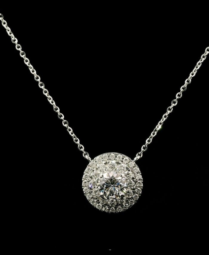 White Gold Brilliant Round Shape Pendant